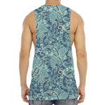 Blue Sky Paisley Bohemian Pattern Print Men's Muscle Tank Top