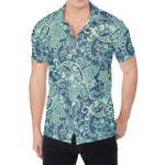 Blue Sky Paisley Bohemian Pattern Print Men's Shirt