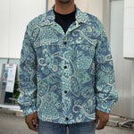 Blue Sky Paisley Bohemian Pattern Print Men's Shirt Jacket