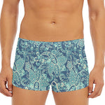 Blue Sky Paisley Bohemian Pattern Print Men's Short Boxer Briefs