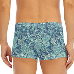 Blue Sky Paisley Bohemian Pattern Print Men's Short Boxer Briefs