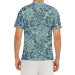 Blue Sky Paisley Bohemian Pattern Print Men's Short Sleeve Rash Guard