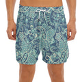 Blue Sky Paisley Bohemian Pattern Print Men's Split Running Shorts