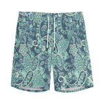 Blue Sky Paisley Bohemian Pattern Print Men's Sports Shorts