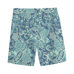 Blue Sky Paisley Bohemian Pattern Print Men's Sports Shorts