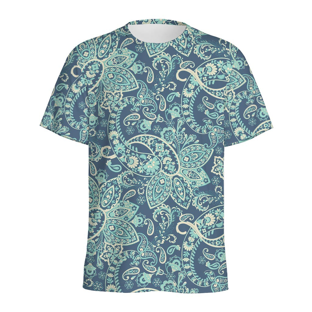Blue Sky Paisley Bohemian Pattern Print Men's Sports T-Shirt