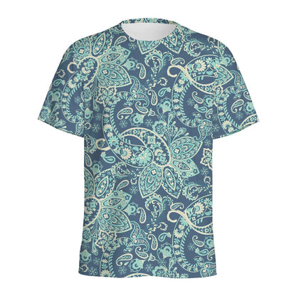 Blue Sky Paisley Bohemian Pattern Print Men's Sports T-Shirt