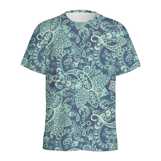 Blue Sky Paisley Bohemian Pattern Print Men's Sports T-Shirt