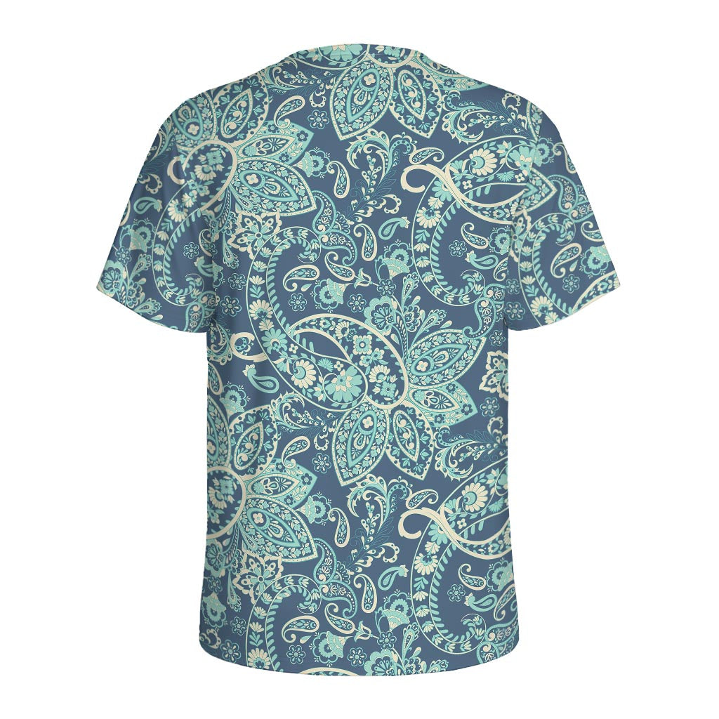 Blue Sky Paisley Bohemian Pattern Print Men's Sports T-Shirt