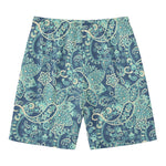 Blue Sky Paisley Bohemian Pattern Print Men's Swim Trunks