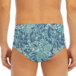Blue Sky Paisley Bohemian Pattern Print Men's Triangle Swim Briefs