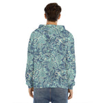 Blue Sky Paisley Bohemian Pattern Print Men's Velvet Pullover Hoodie