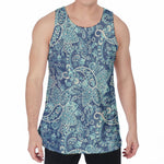 Blue Sky Paisley Bohemian Pattern Print Men's Velvet Tank Top
