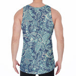 Blue Sky Paisley Bohemian Pattern Print Men's Velvet Tank Top
