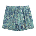 Blue Sky Paisley Bohemian Pattern Print Mesh Shorts