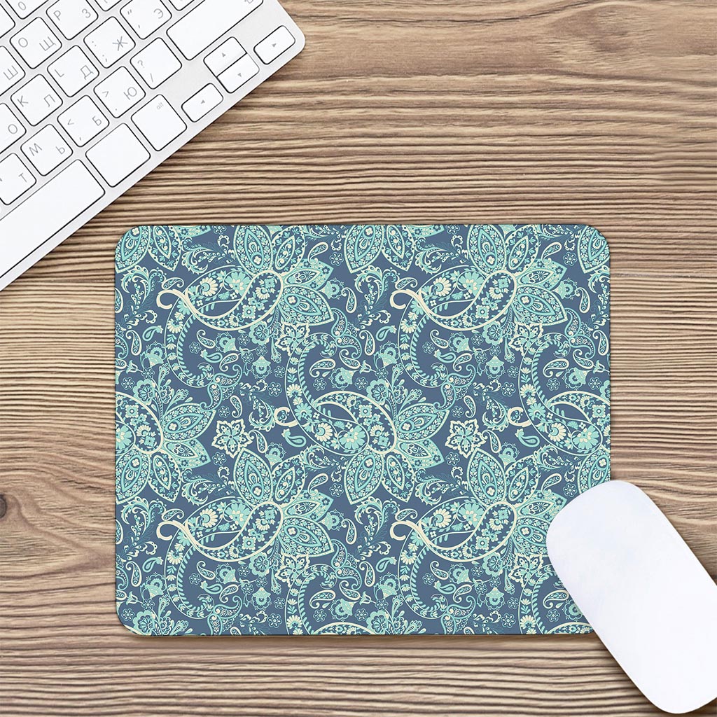 Blue Sky Paisley Bohemian Pattern Print Mouse Pad