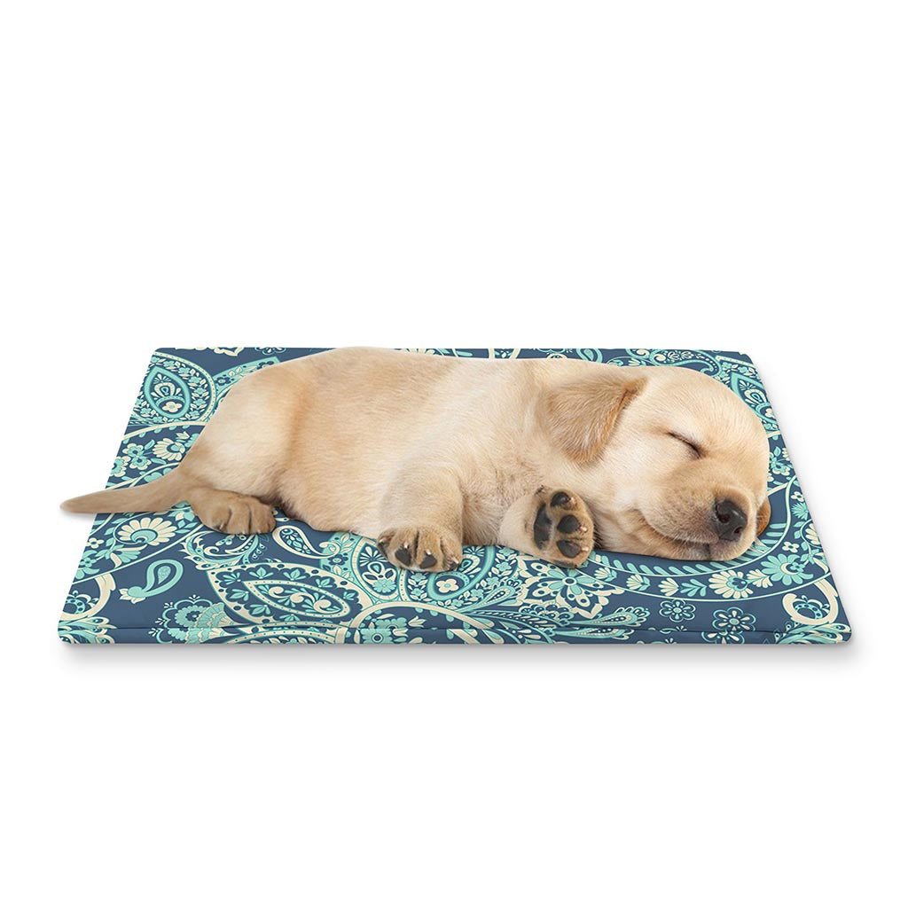 Blue Sky Paisley Bohemian Pattern Print Pet Cooling Mat Cover