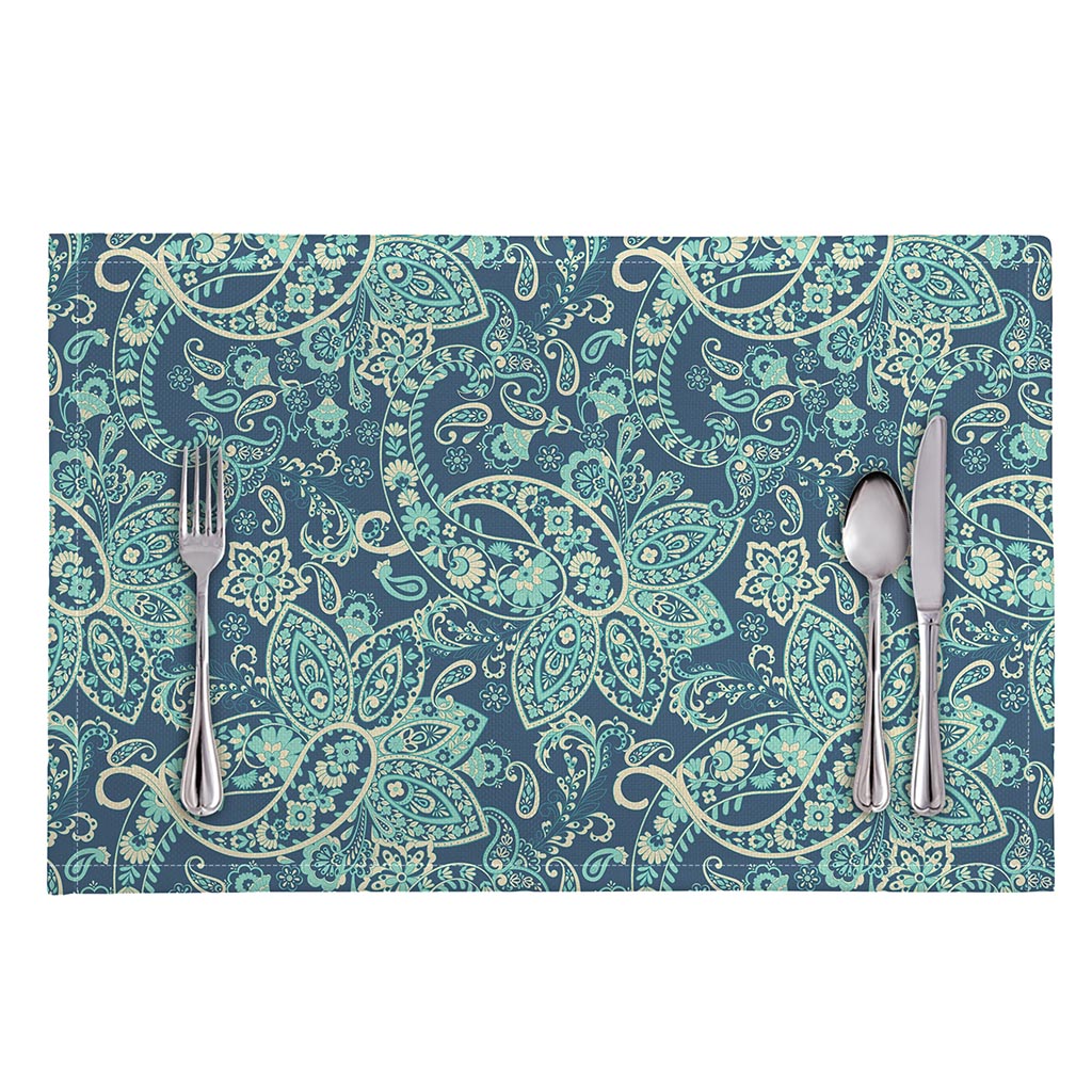 Blue Sky Paisley Bohemian Pattern Print Placemat