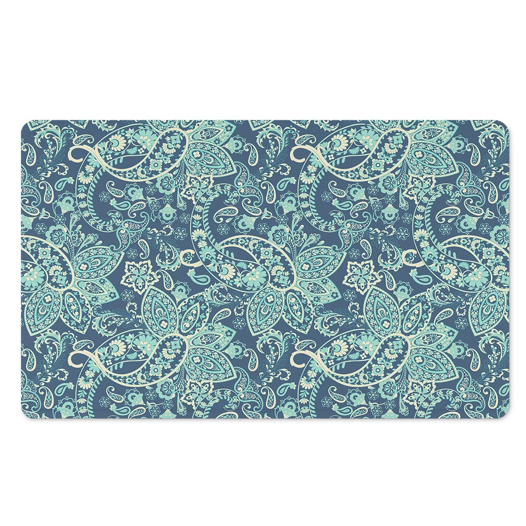 Blue Sky Paisley Bohemian Pattern Print Polyester Doormat