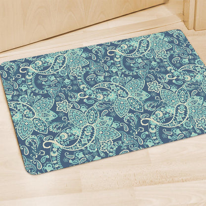 Blue Sky Paisley Bohemian Pattern Print Polyester Doormat