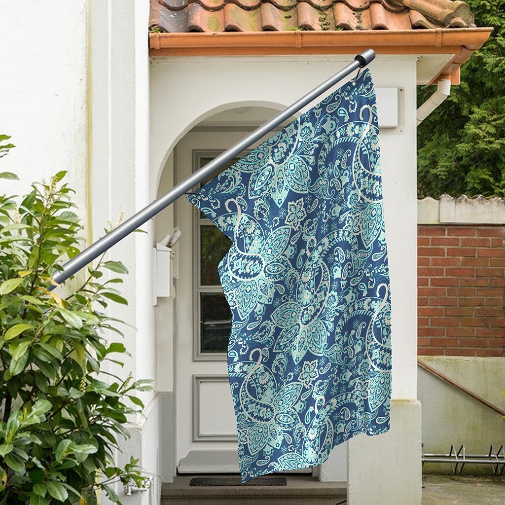 Blue Sky Paisley Bohemian Pattern Print Polyester Flag