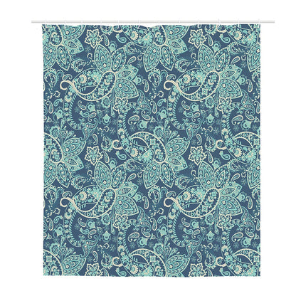 Blue Sky Paisley Bohemian Pattern Print Polyester Shower Curtain