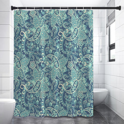 Blue Sky Paisley Bohemian Pattern Print Premium Shower Curtain