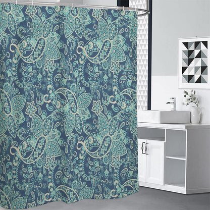 Blue Sky Paisley Bohemian Pattern Print Premium Shower Curtain