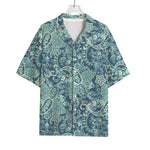 Blue Sky Paisley Bohemian Pattern Print Rayon Hawaiian Shirt