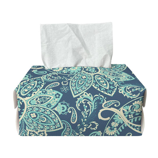 Blue Sky Paisley Bohemian Pattern Print Rectangle Tissue Box Cover