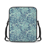 Blue Sky Paisley Bohemian Pattern Print Rectangular Crossbody Bag