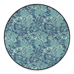 Blue Sky Paisley Bohemian Pattern Print Round Floor Mat