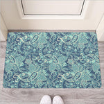 Blue Sky Paisley Bohemian Pattern Print Rubber Doormat