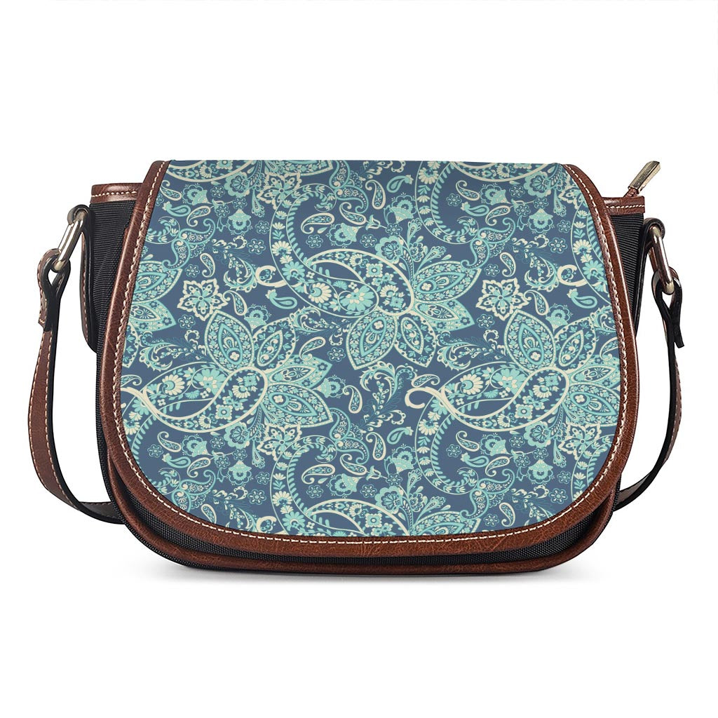 Blue Sky Paisley Bohemian Pattern Print Saddle Bag