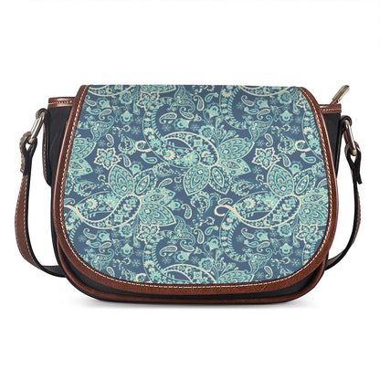 Blue Sky Paisley Bohemian Pattern Print Saddle Bag