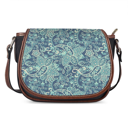 Blue Sky Paisley Bohemian Pattern Print Saddle Bag