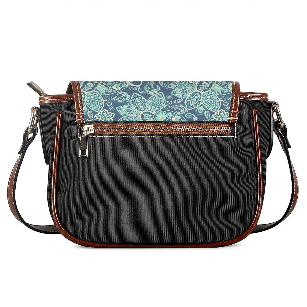 Blue Sky Paisley Bohemian Pattern Print Saddle Bag
