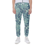 Blue Sky Paisley Bohemian Pattern Print Scuba Joggers