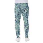 Blue Sky Paisley Bohemian Pattern Print Scuba Joggers