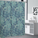 Blue Sky Paisley Bohemian Pattern Print Shower Curtain