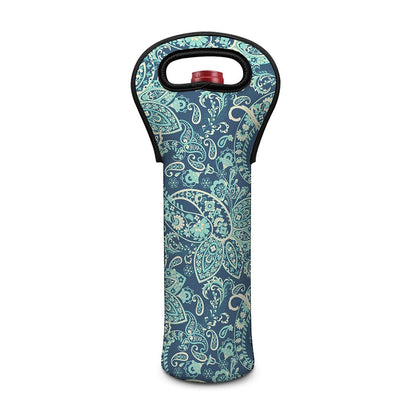 Blue Sky Paisley Bohemian Pattern Print Single Neoprene Wine Tote