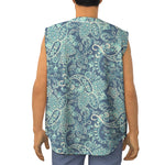 Blue Sky Paisley Bohemian Pattern Print Sleeveless Baseball Jersey