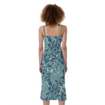 Blue Sky Paisley Bohemian Pattern Print Slim Fit Midi Cami Dress