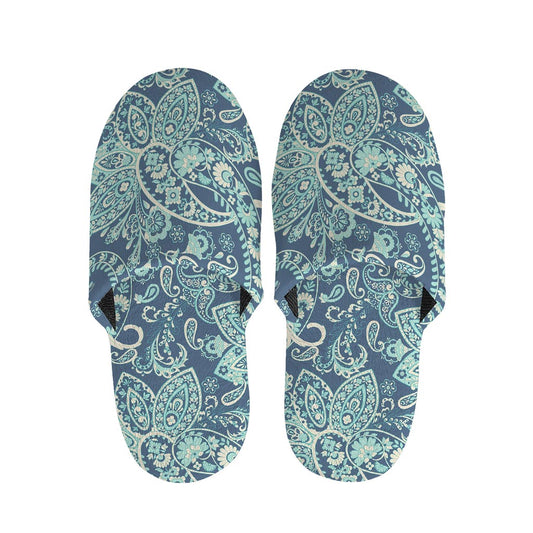 Blue Sky Paisley Bohemian Pattern Print Slippers