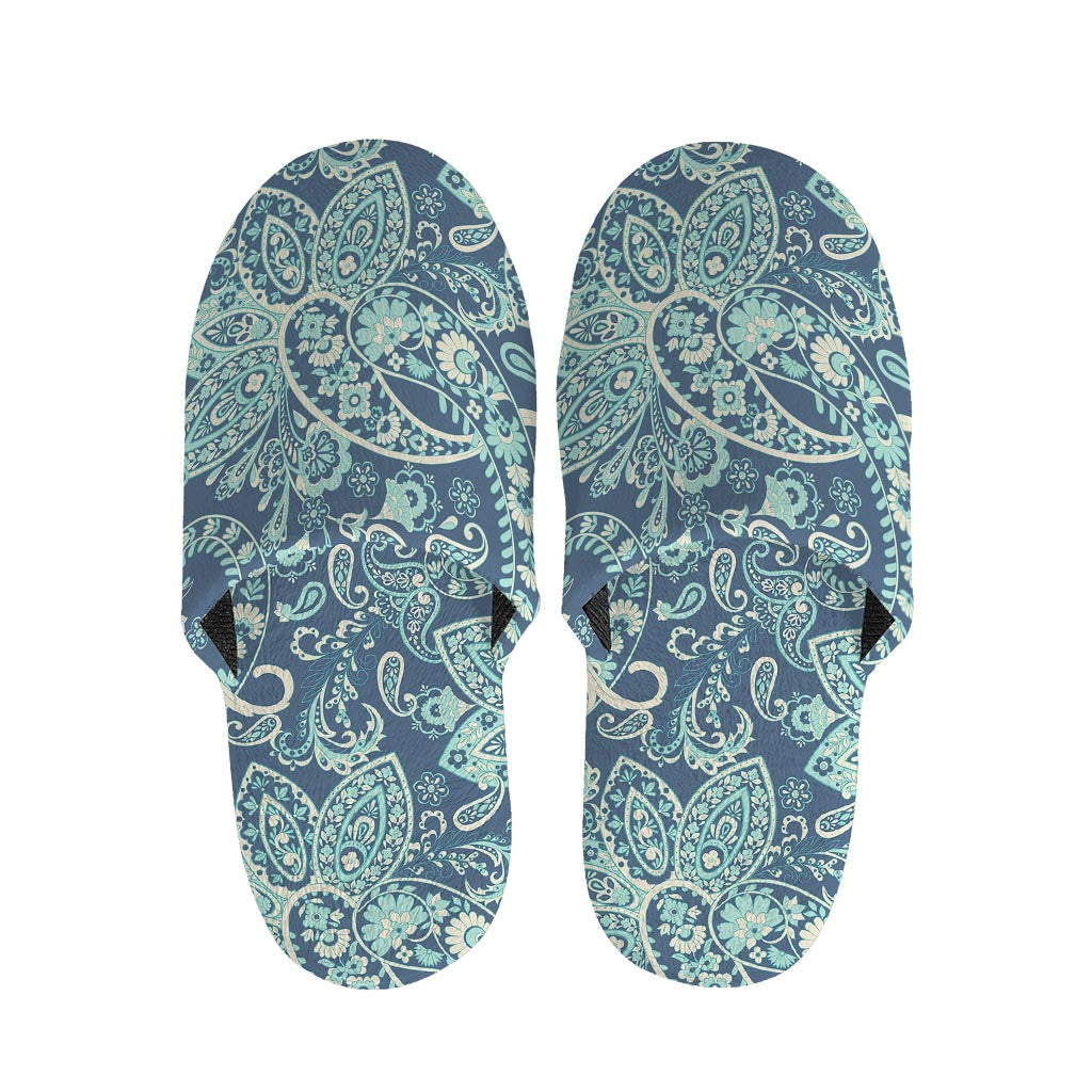 Blue Sky Paisley Bohemian Pattern Print Slippers