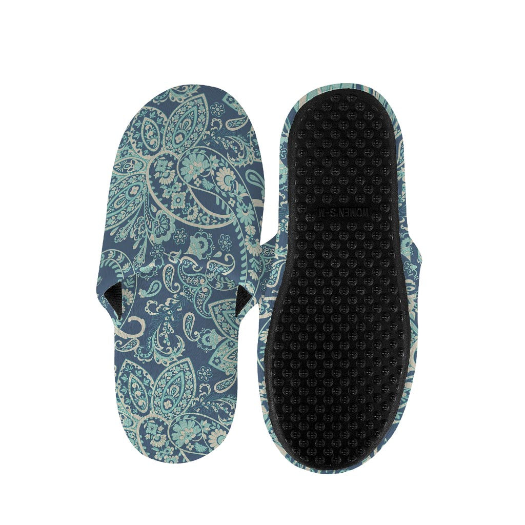 Blue Sky Paisley Bohemian Pattern Print Slippers