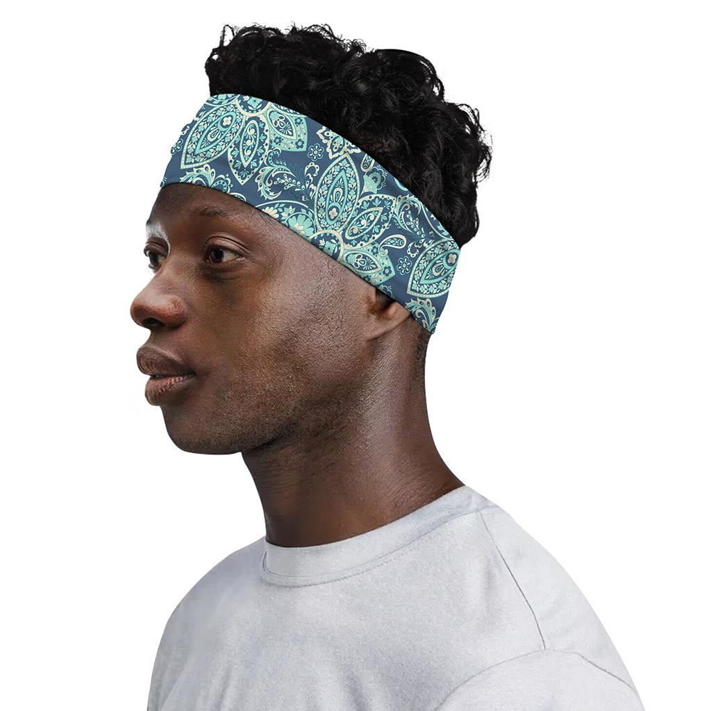 Blue Sky Paisley Bohemian Pattern Print Sports Headband
