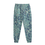 Blue Sky Paisley Bohemian Pattern Print Sweatpants