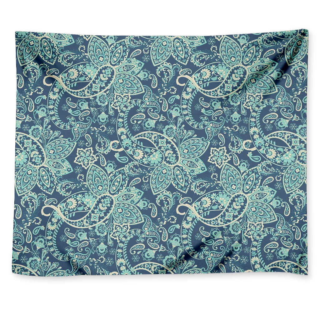 Blue Sky Paisley Bohemian Pattern Print Tapestry
