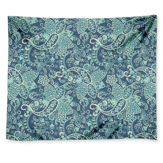 Blue Sky Paisley Bohemian Pattern Print Tapestry